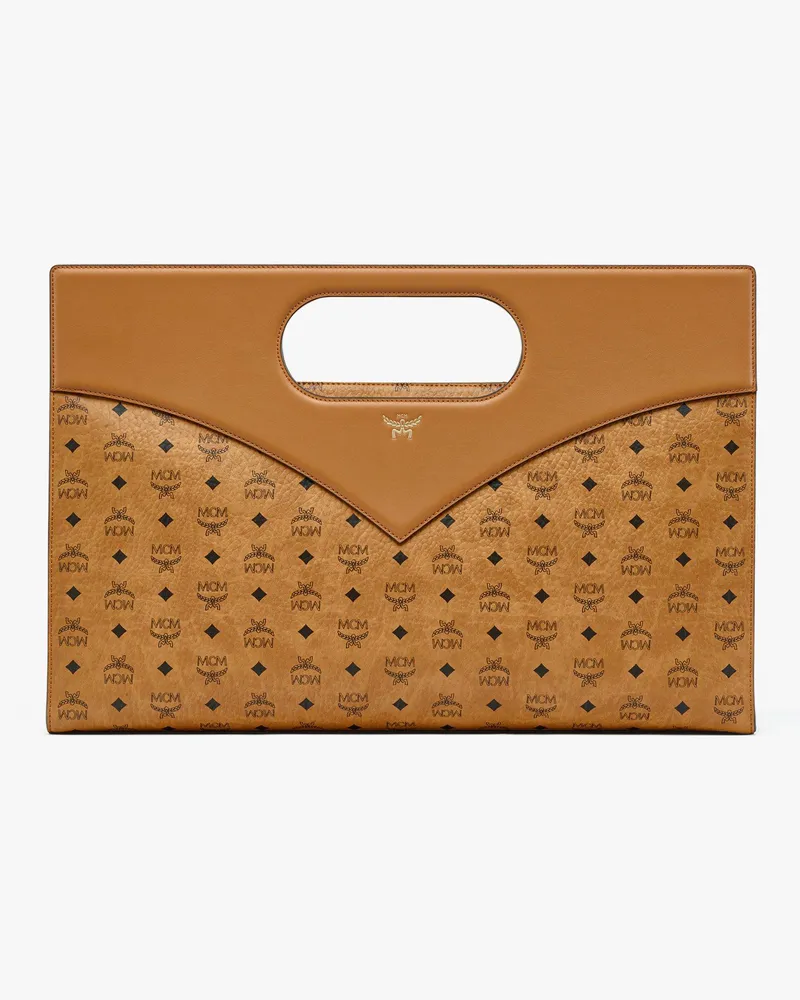 MCM Diamond Tragetasche in Visetos Leder-Mix Cognac