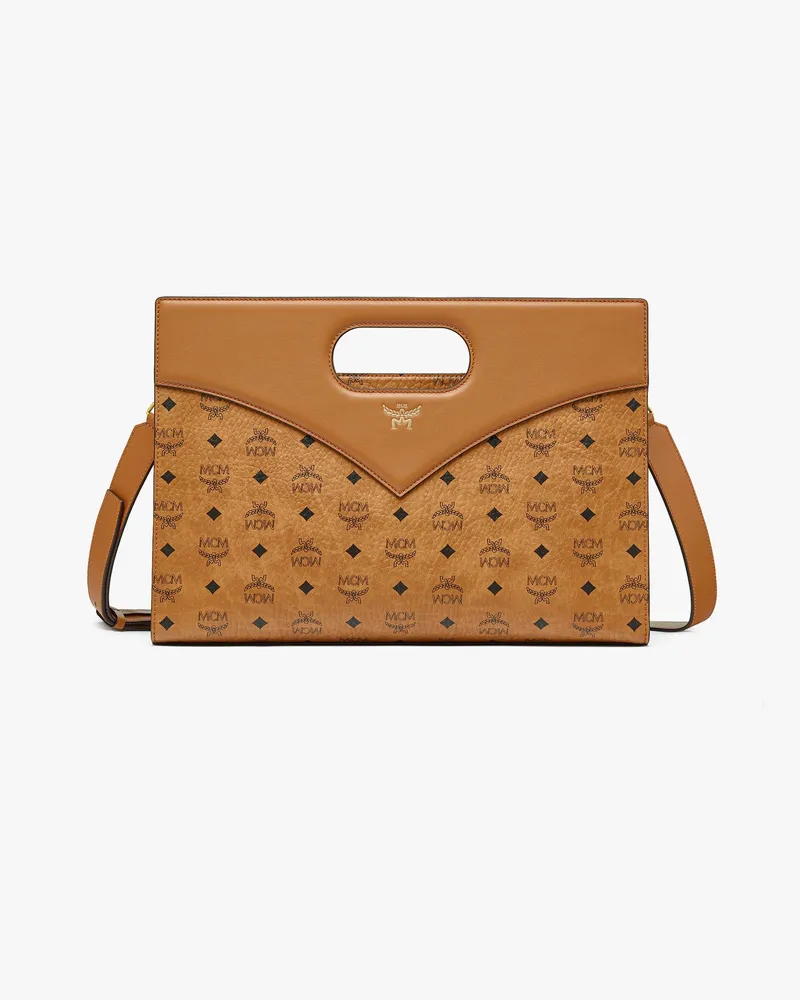 MCM Diamond Tragetasche in Visetos Leder-Mix Cognac