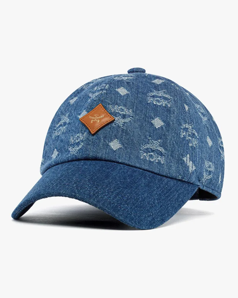 MCM Klassische Kappe aus Denim-Jacquard mit Monogramm Denim