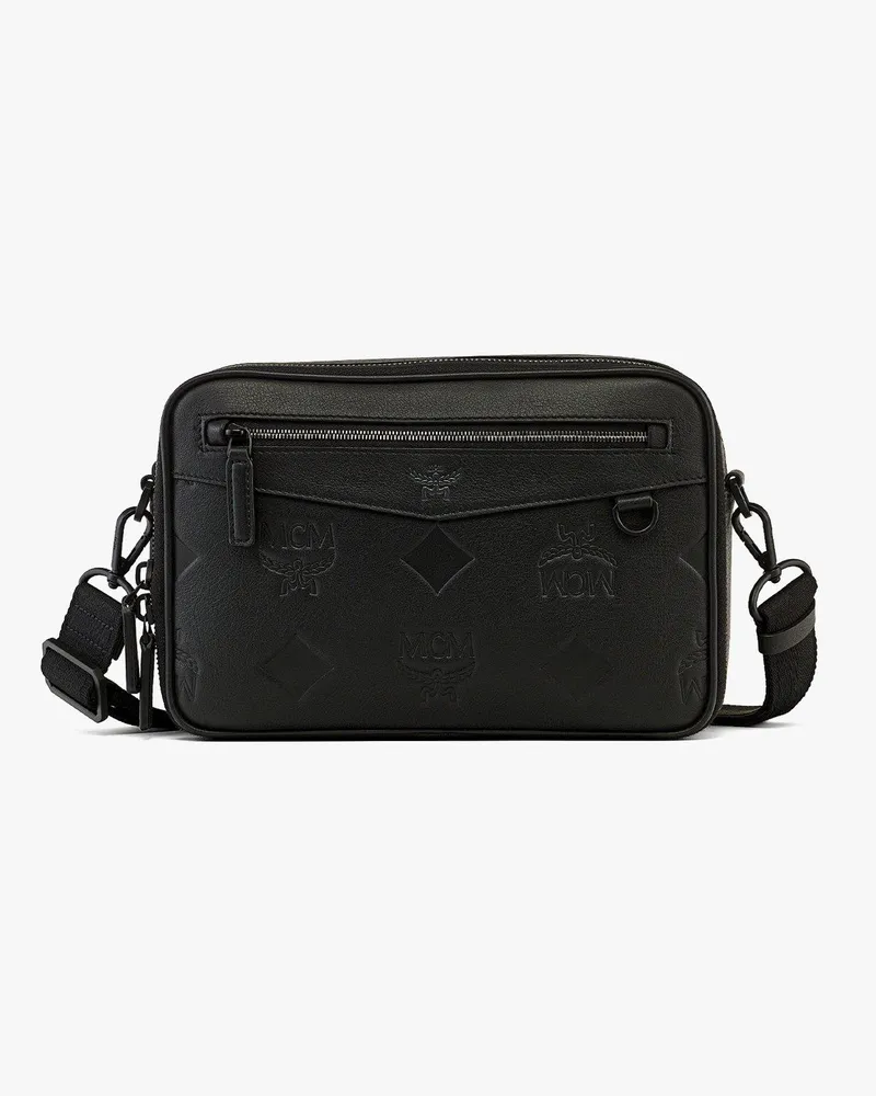 MCM Diamond Umhängetasche aus Leder mit Maxi-Monogramm Black