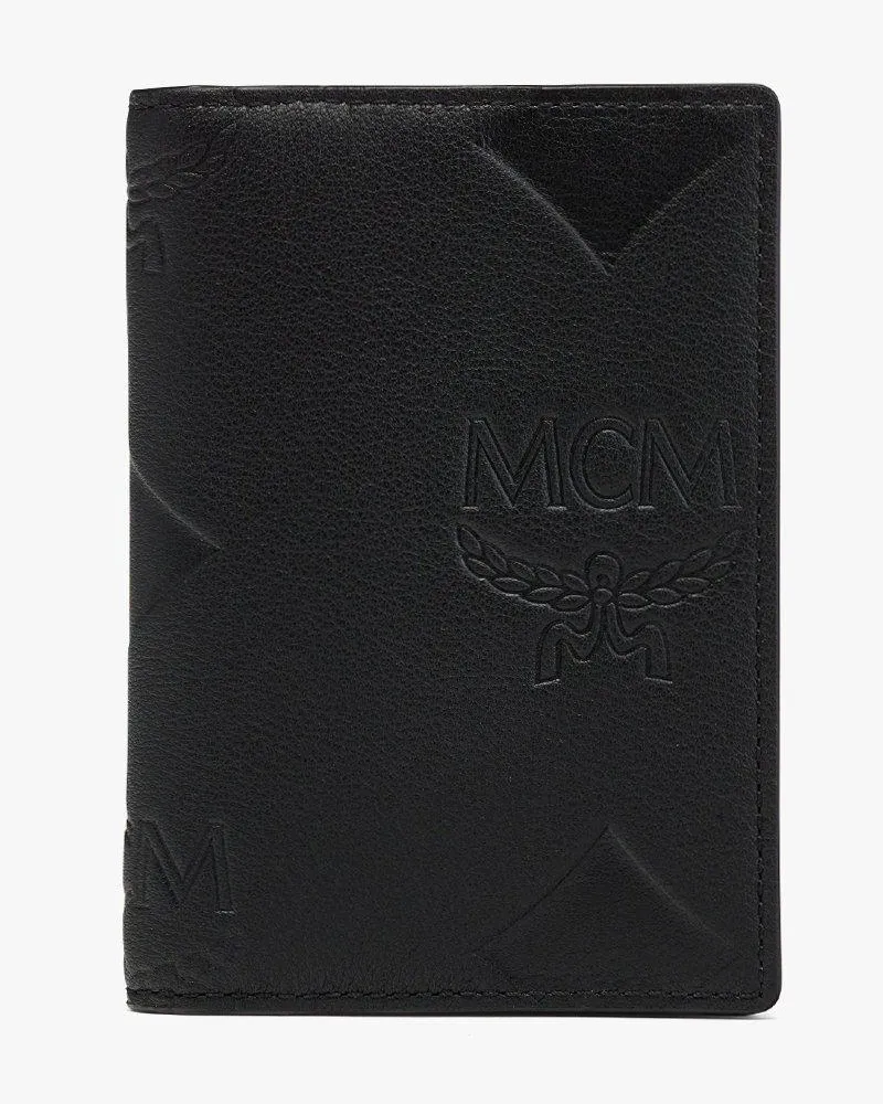 MCM Aren gefaltetes Kartenetui aus Leder mit Maxi-Monogramm Black