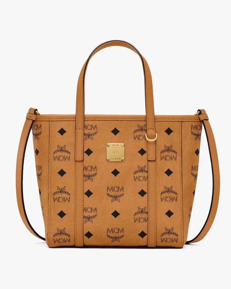 MCM Toni Shopper mit Reissverschluss oben in Visetos Cognac