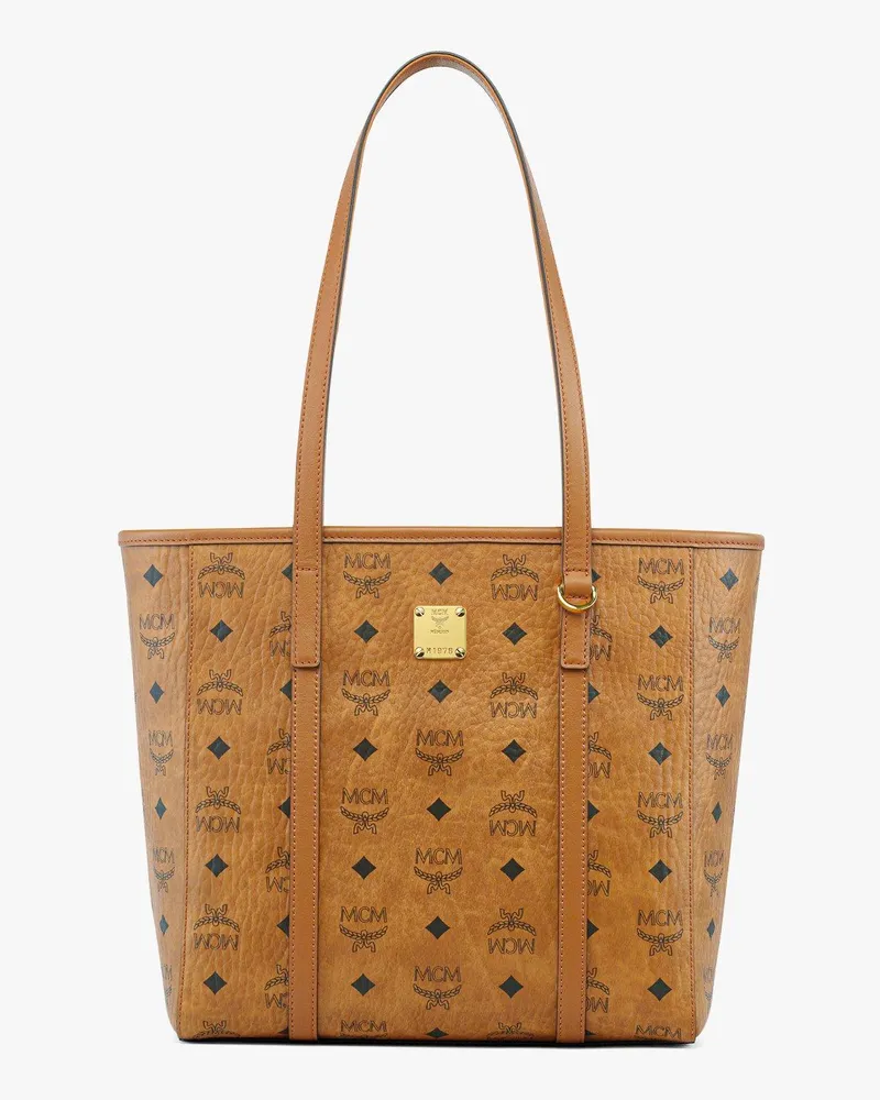 MCM Toni Shopper mit Reissverschluss oben in Visetos Cognac