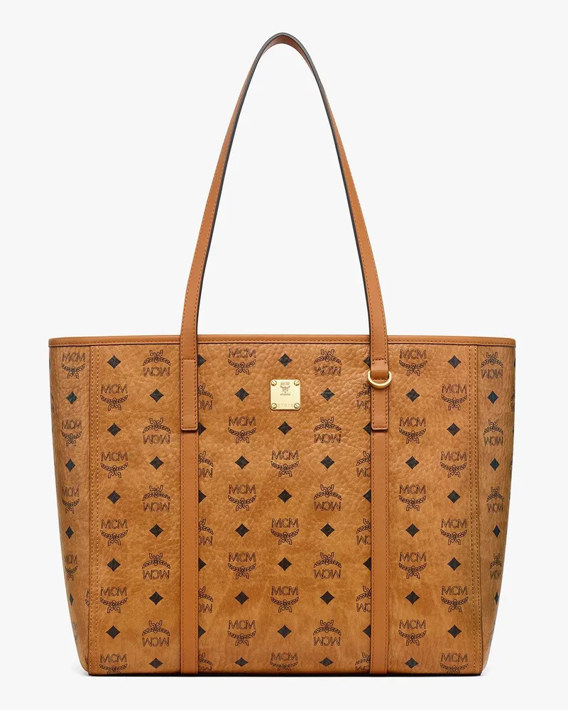 MCM Toni Shopper mit Reißverschluss in Visetos Cognac