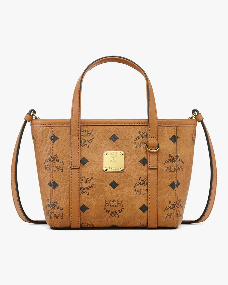 MCM Toni Shopper mit Reissverschluss oben in Visetos Cognac
