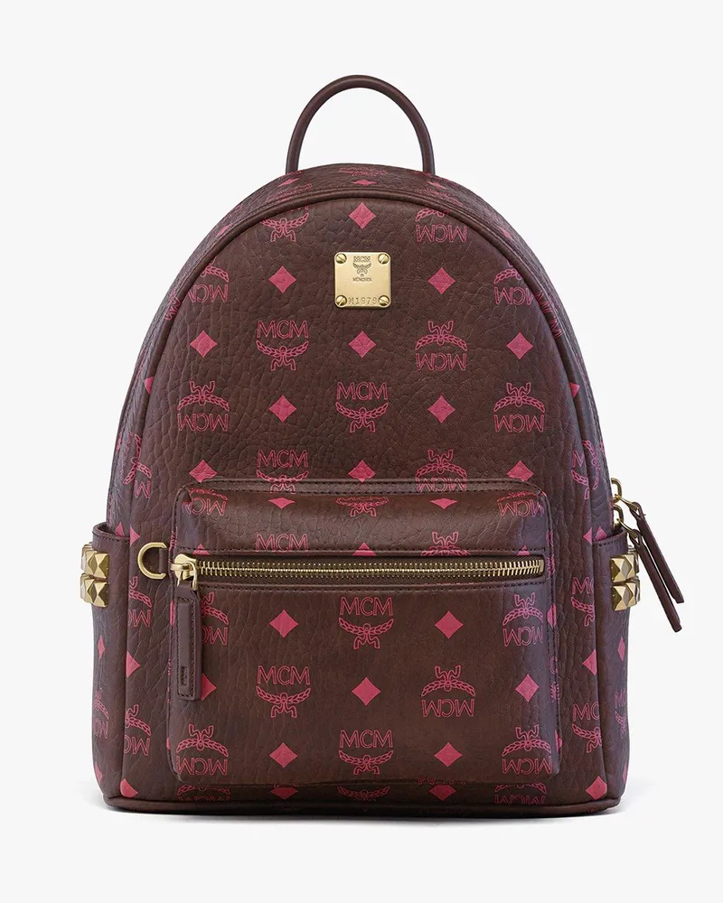 MCM Stark Rucksack in Visetos mit seitlichen Nieten Cinnamon