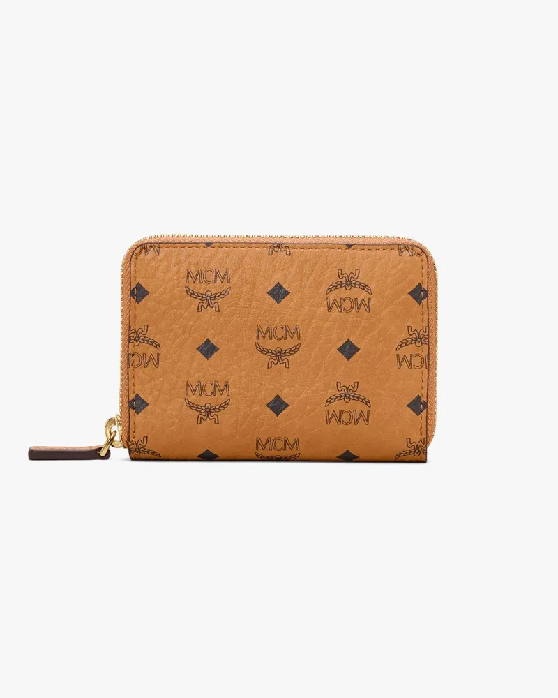 MCM Brieftasche in Visetos Original mit Reissverschluss Cognac