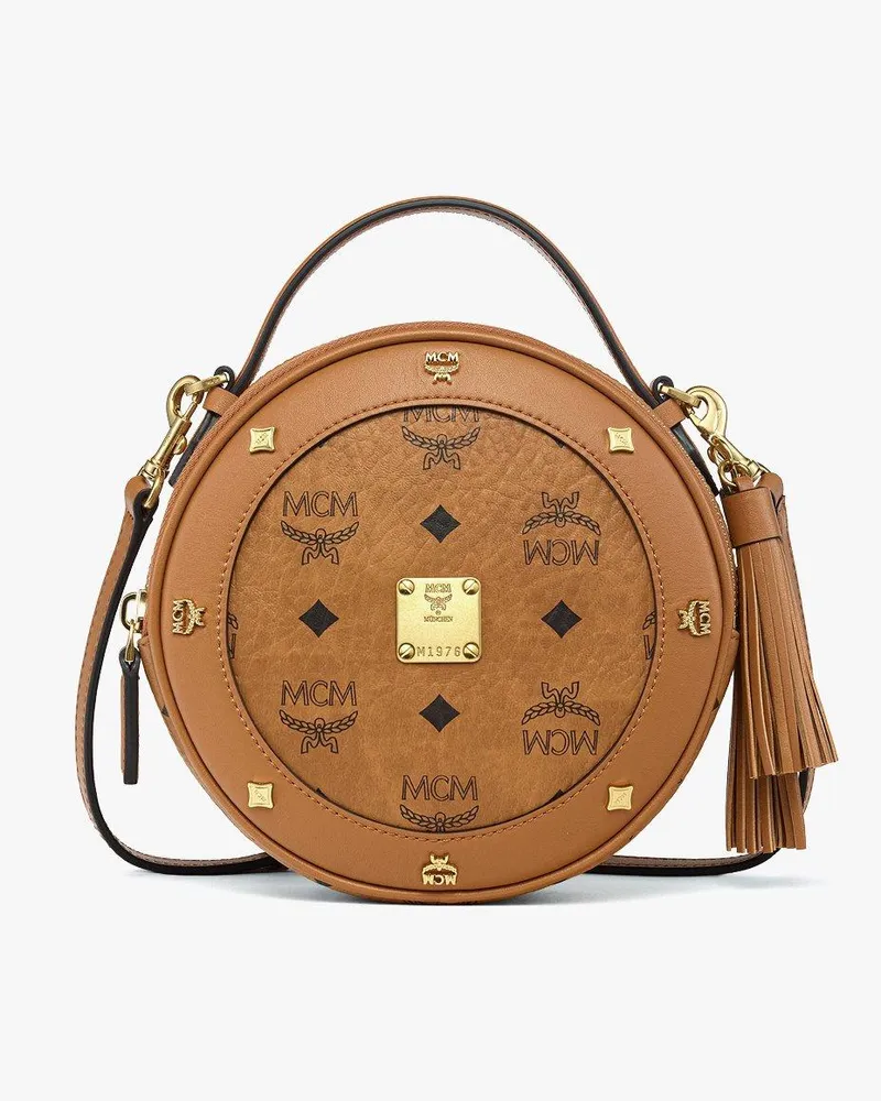 MCM Pina Tamburin-Tasche in Visetos Cognac