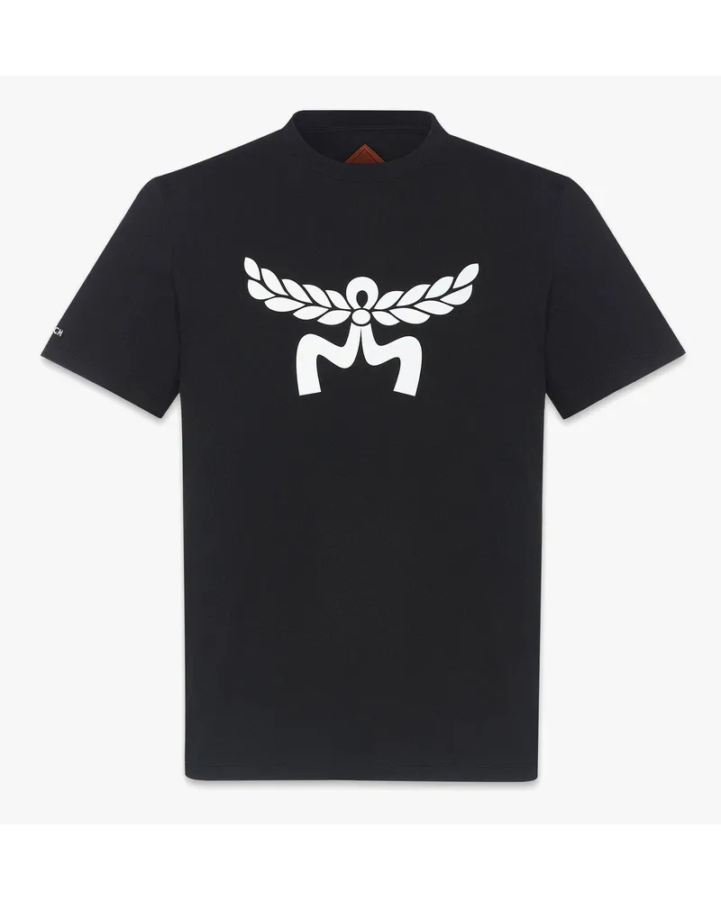 MCM T-Shirt aus Bio-Baumwolle mit gedrucktem Lorbeerlogo Black