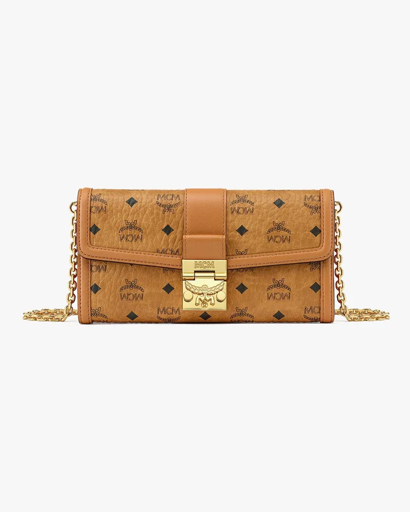 MCM Tracy Portemonnaie mit Kettenriemen in Visetos Cognac