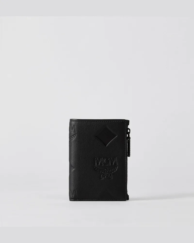 MCM Aren Portemonnaie aus Leder mit Maxi-Monogramm und Schnappverschluss Black
