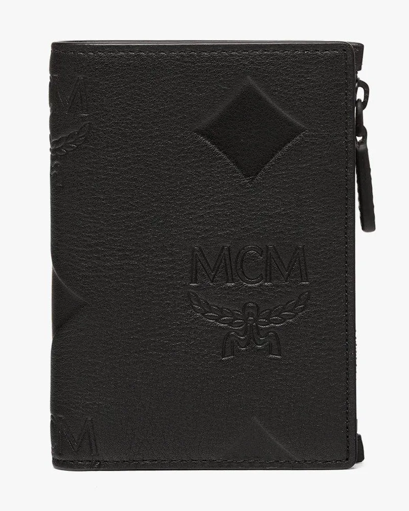 MCM Aren Portemonnaie aus Leder mit Maxi-Monogramm und Schnappverschluss Black