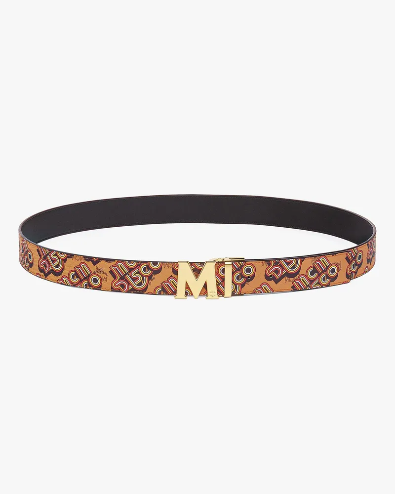MCM Wendegürtel Claus M in Disco Visetos 3,8 cm Cognac