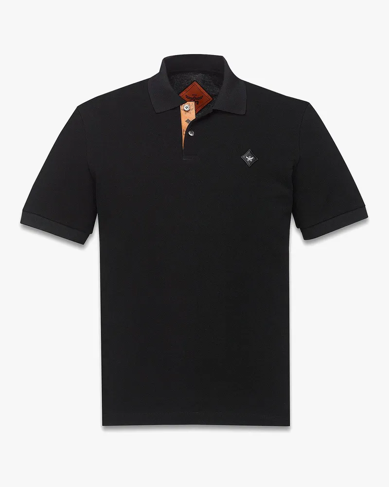 MCM Piqué-Poloshirt mit rautenförmigem Aufnäher Black