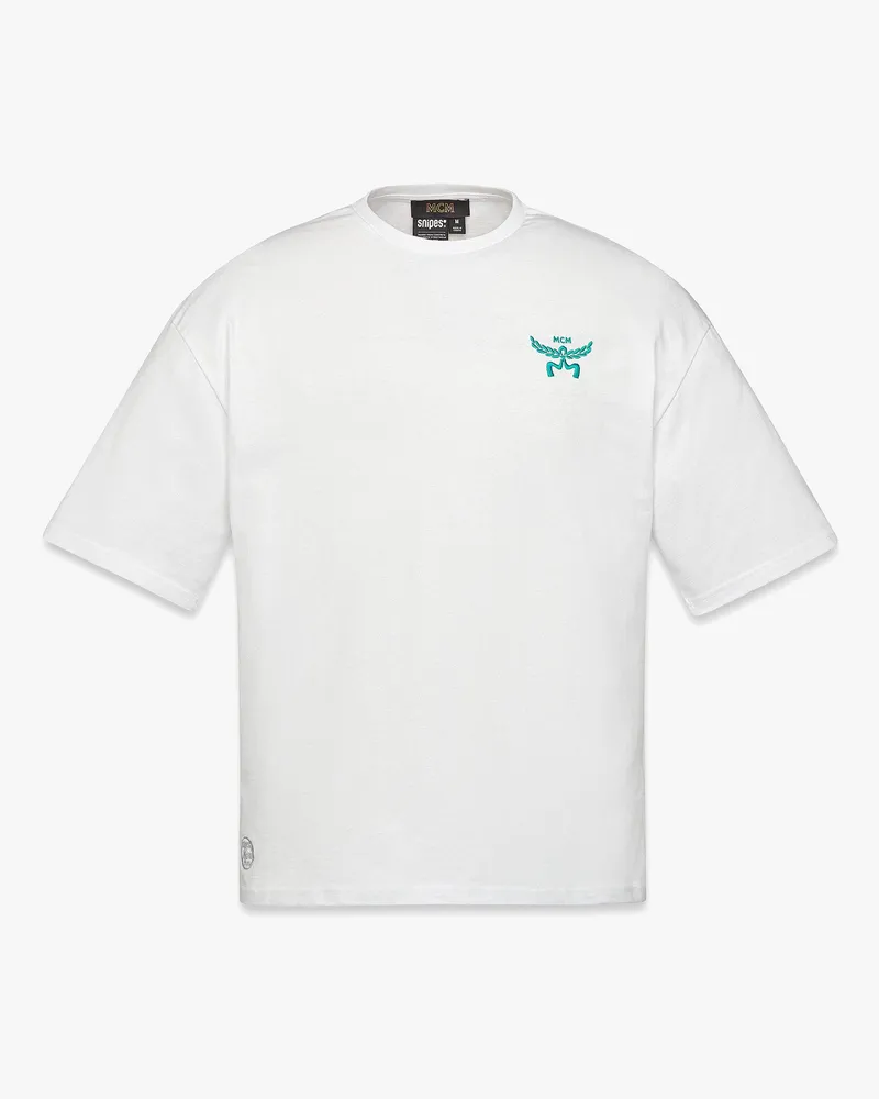 MCM x SNIPES T-Shirt mit Logo und Strassbesatz White