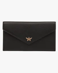 MCM Himmel Portemonnaie aus geprägtem Leder Black