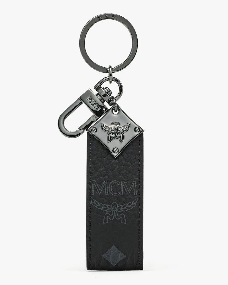 MCM Aren Diamond Schlüsselanhänger mit Logo in Visetos Black