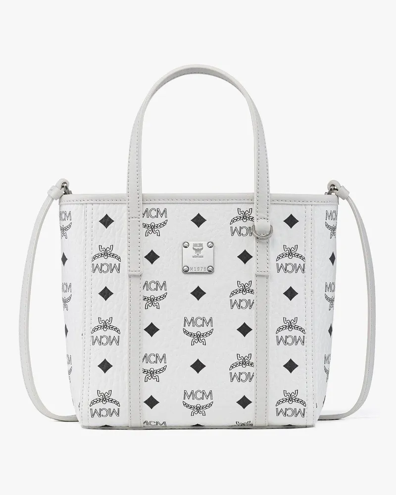 MCM Toni Shopper mit Reissverschluss oben in Visetos White