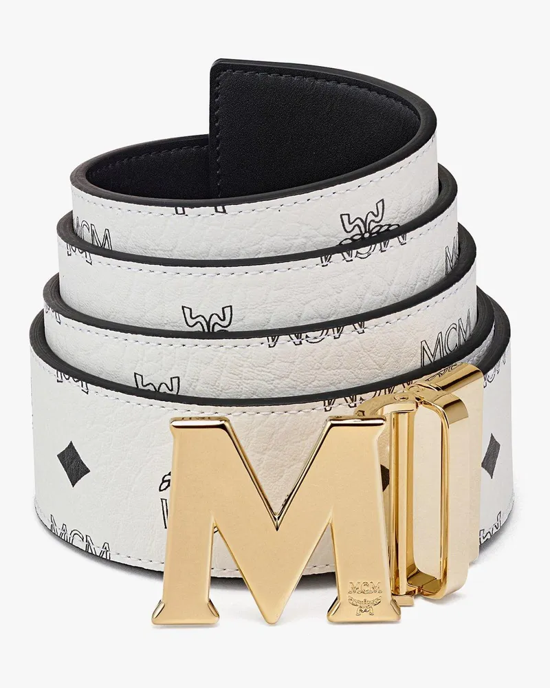 MCM Claus M Wendegürtel in Visetos 4,5 cm White