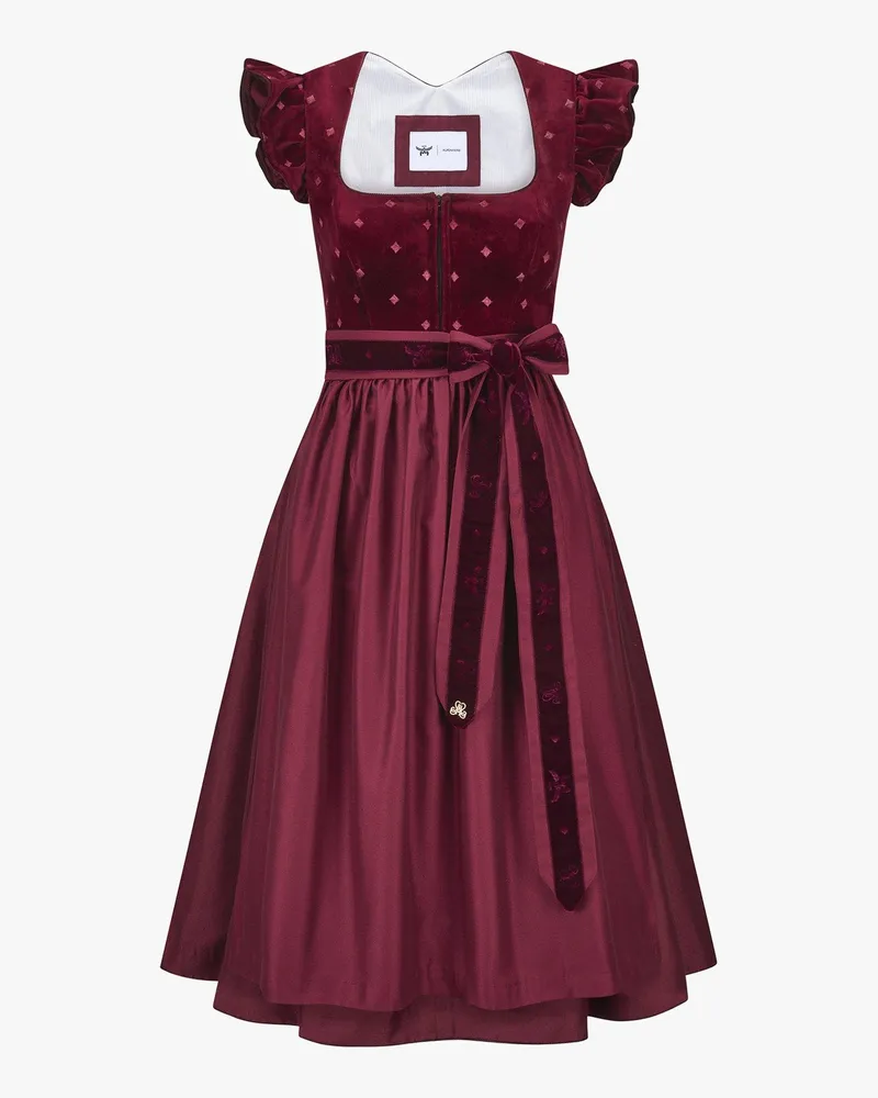 MCM x ALPENHERZ Dirndl mit abnehmbaren Flügelärmeln Burgundy