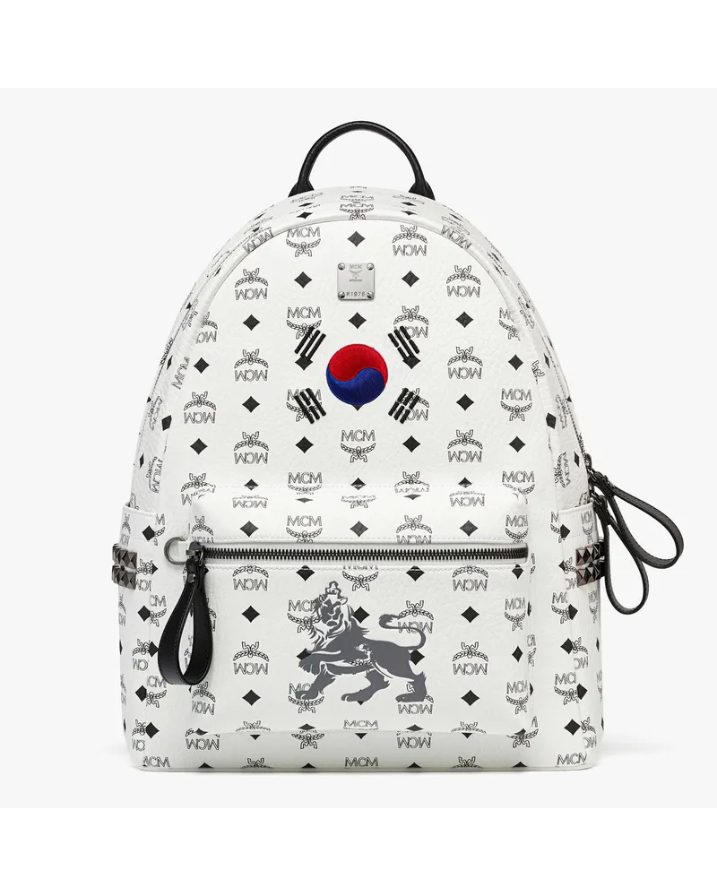 MCM Stark Side Studs Backpack in Visetos White