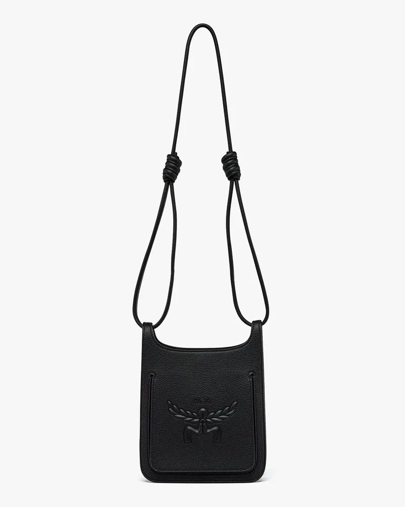 MCM Himmel Hobo aus Leder mit Logoprägung Black