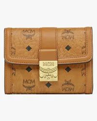 MCM Tracy dreifach gefaltetes Portemonnaie in Visetos Cognac