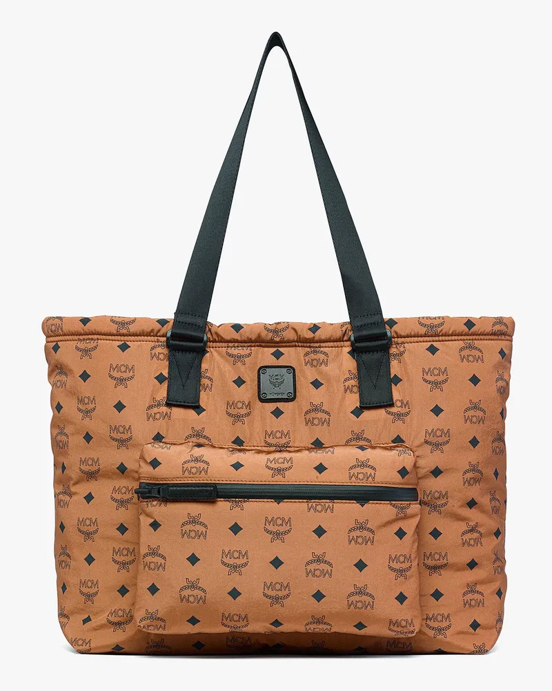MCM Aren verstaubare Tragetasche in Visetos Cognac