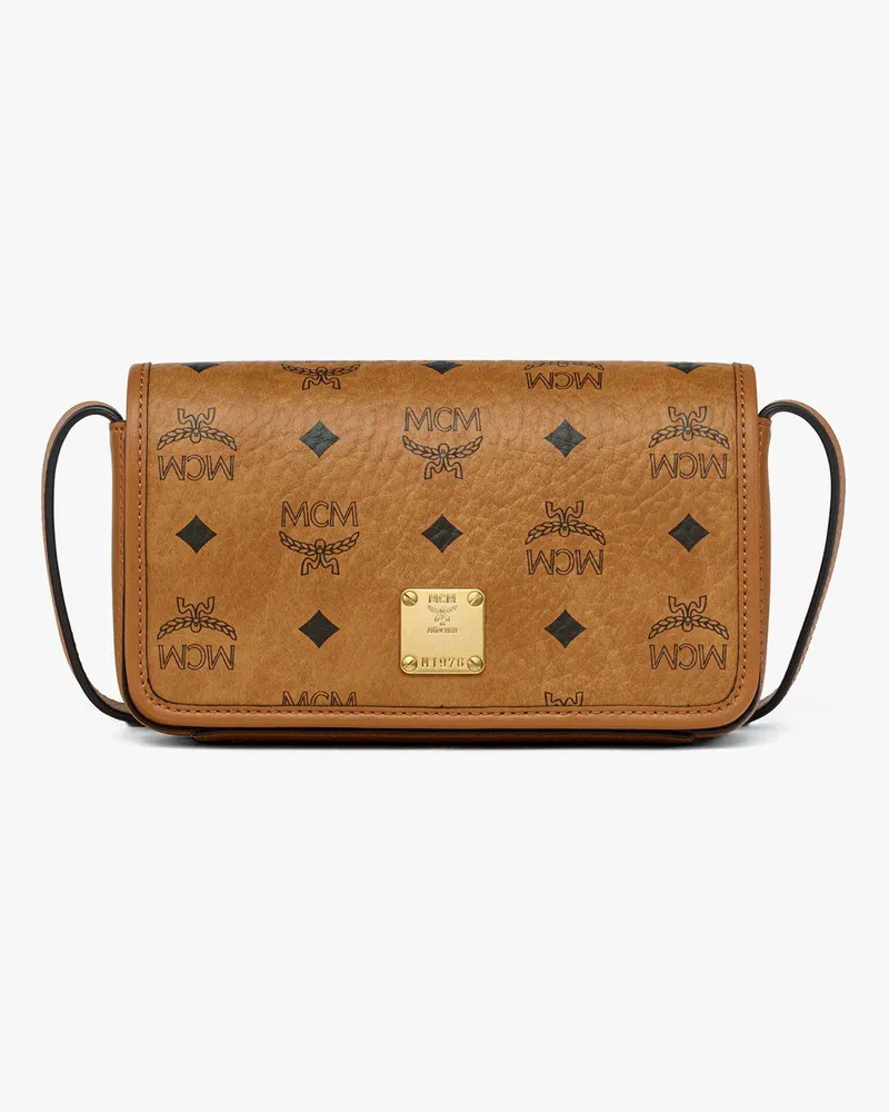 MCM Aren Portemonnaie zum Umhängen in Visetos Cognac