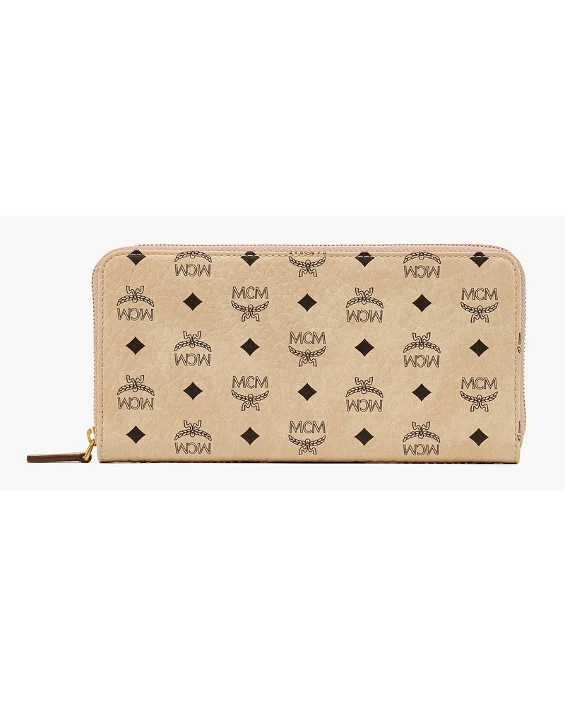 MCM Portemonnaie mit Rundum-Reissverschluss in Visetos Beige