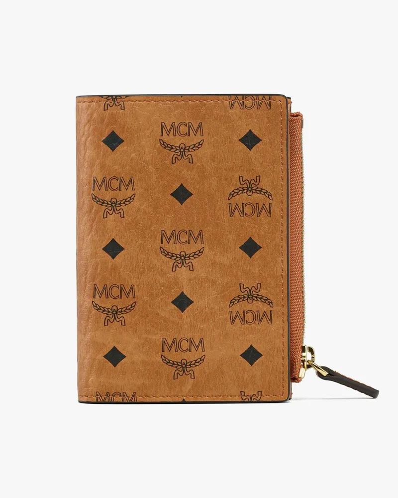 MCM Gefaltetes Brieftasche mit Kartenetui in Visetos Original Cognac