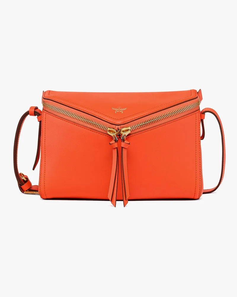 MCM Diamant 3D Schultertasche aus Kalbsleder Orangeade