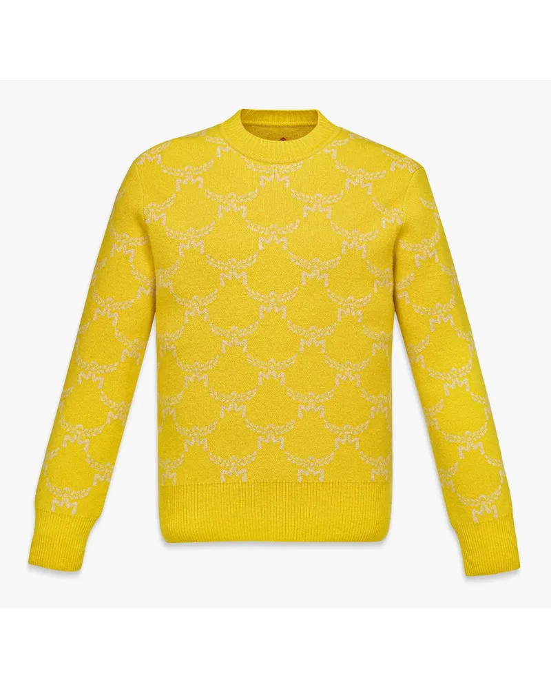 MCM Pullover aus Wolle und recyceltem Kaschmir mit Lauretos-Monogramm Lemon