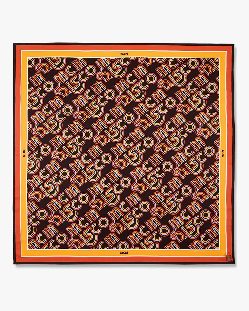 MCM Schal aus Bio-Seide mit Disco-Monogramm Cinnamon