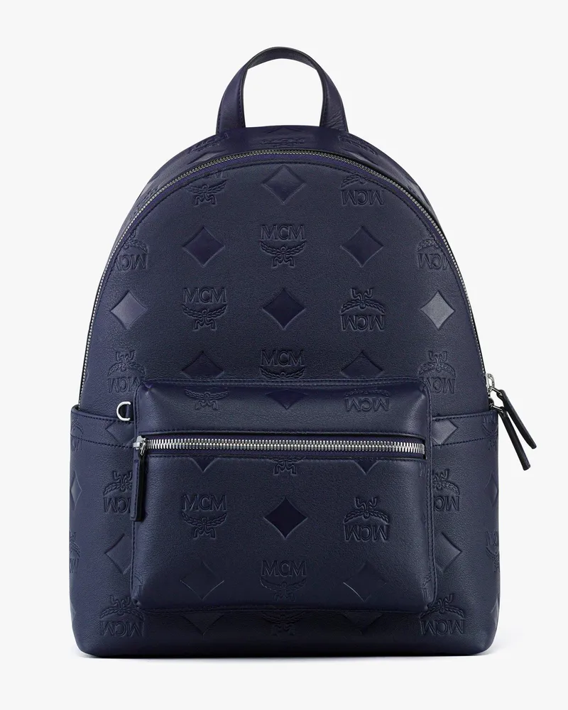 MCM Stark Rucksack aus Leder mit Maxi-Monogramm Navy