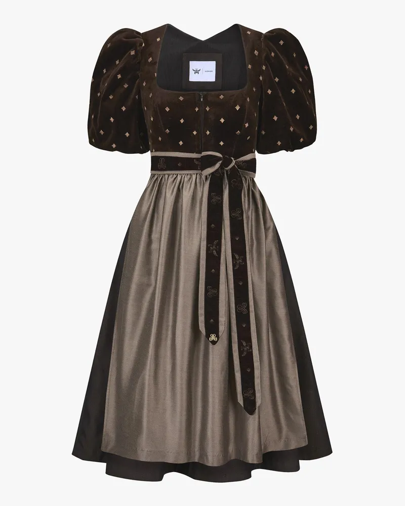 MCM x ALPENHERZ Dirndl mit abnehmbaren Puffärmeln Brown