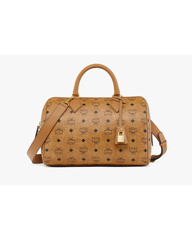 MCM Ella Boston in Visetos Cognac