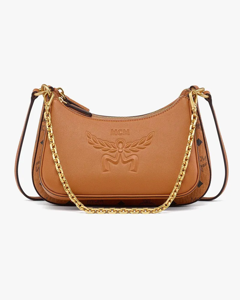 MCM Aren Duo Hobo in Visetos Cognac