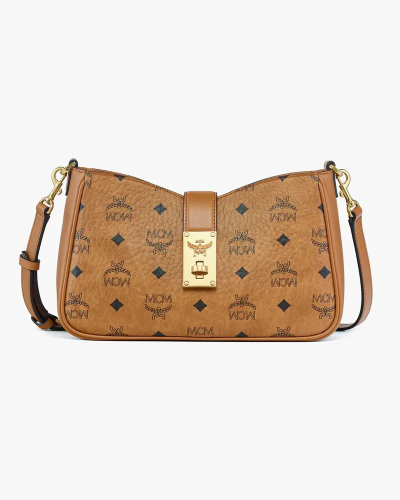 MCM Tracy Schultertasche in Visetos Cognac