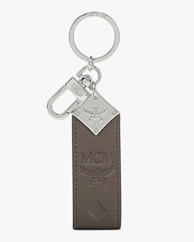 MCM Aren Schlüsselanhänger aus Leder mit Monogramm Morel