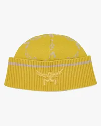 MCM Beanie aus Wolle und recyceltem Kaschmir mit Lauretos-Monogramm Lemon