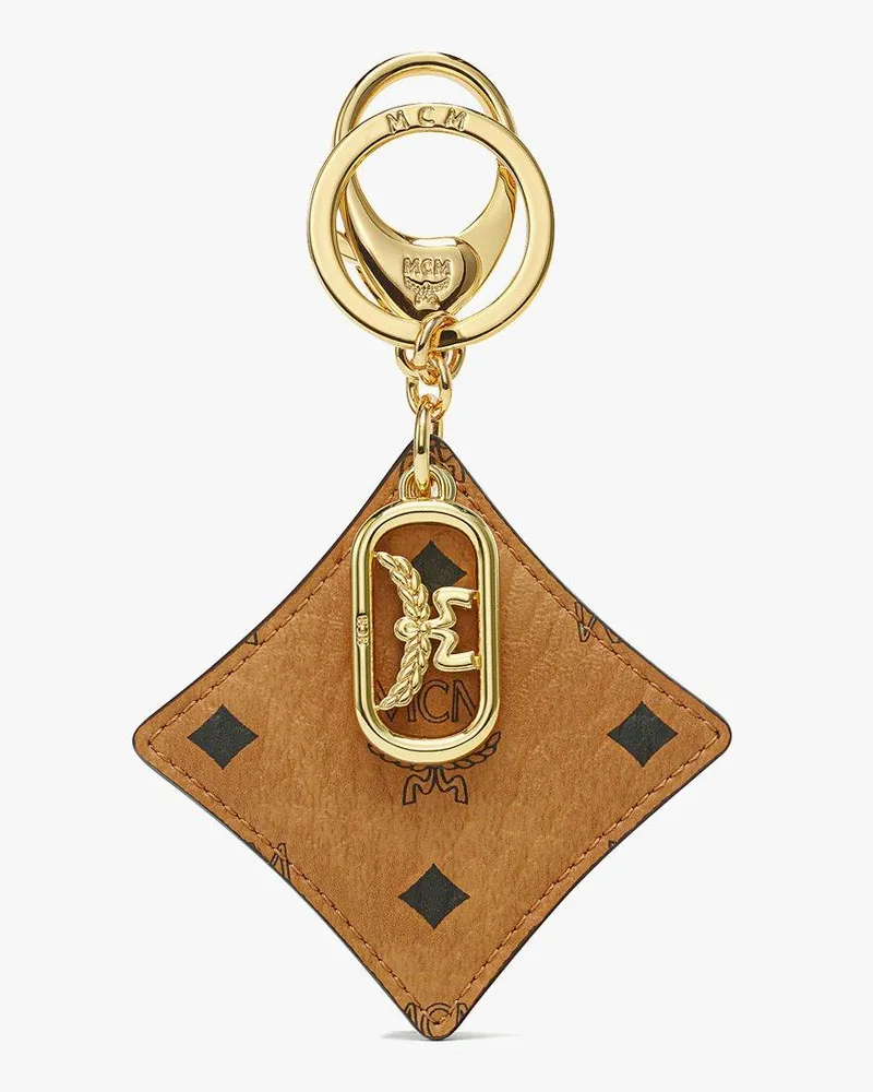 MCM Charm Aren Diamant Bicolor in Visetos Cognac
