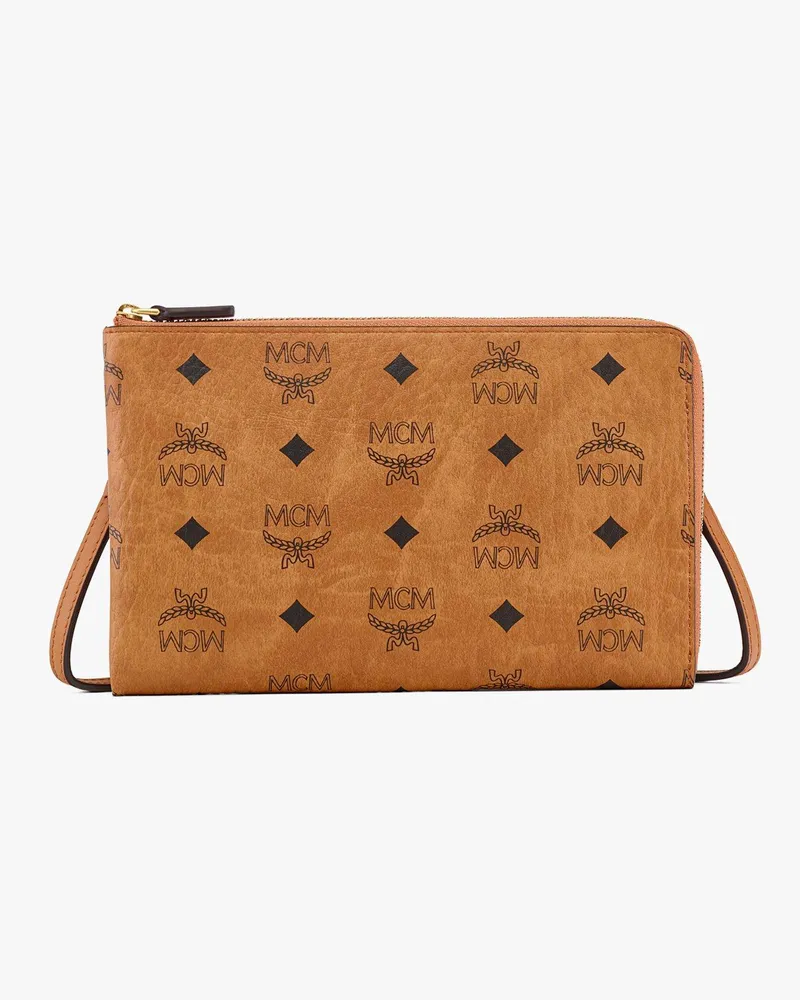 MCM Diamant 3D Schultertasche in Visetos Leder-Mix COGNAC OTHER Cognac