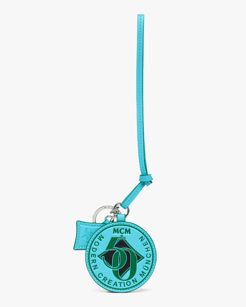 MCM M50 Logo-Anhänger in Visetos-Leder-Mix Blue