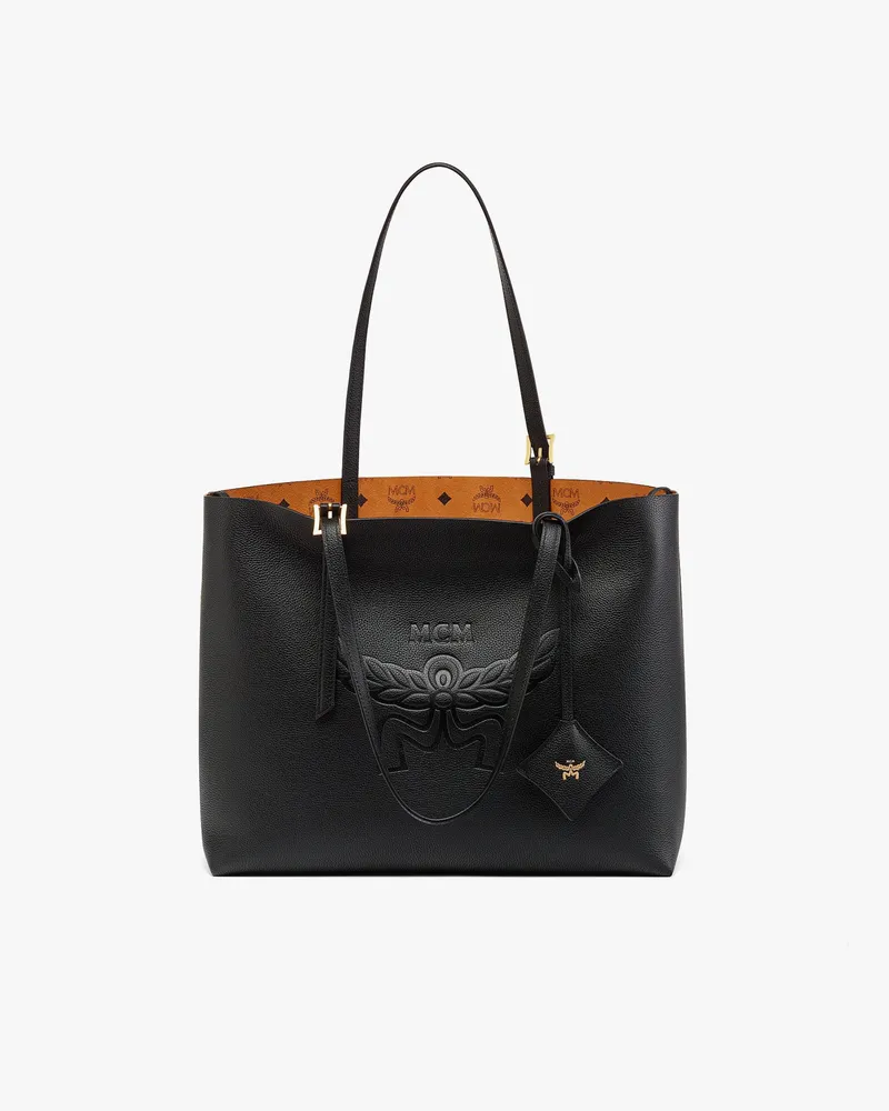 MCM Himmel Shopper aus Leder mit Logoprägung Black