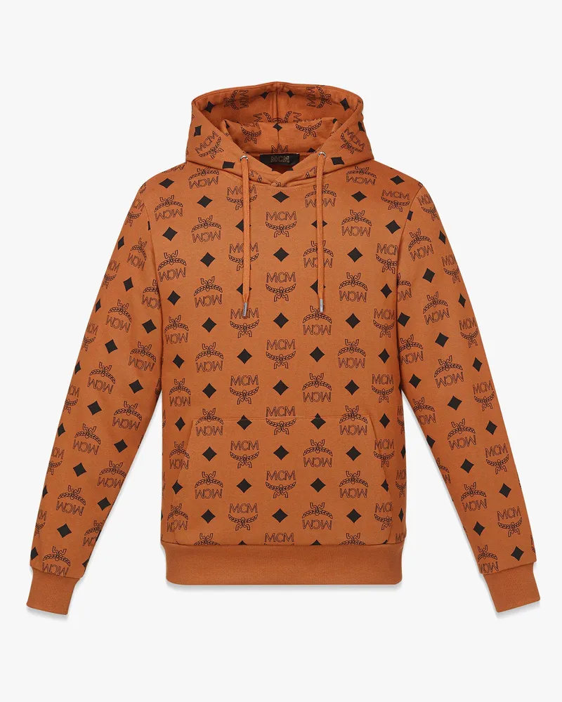 MCM Kapuzenpulli aus Bio-Baumwolle mit gedrucktem Maxi-Monogramm Cognac
