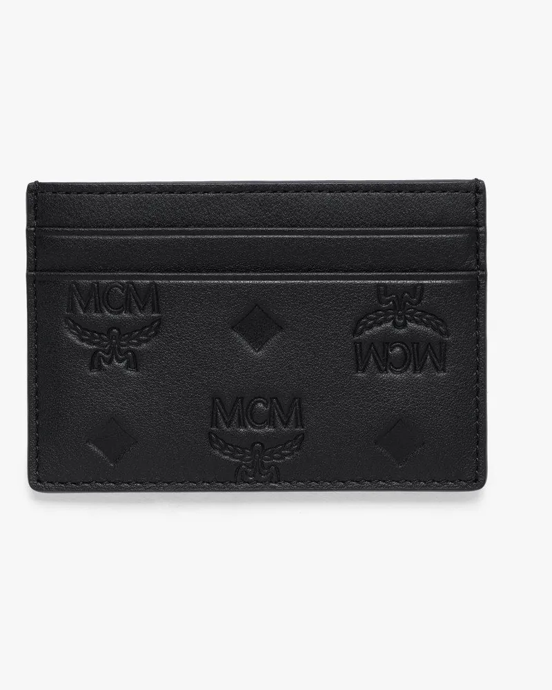 MCM Aren Kartenetui aus Leder mit Reissverschluss und Monogramm Black