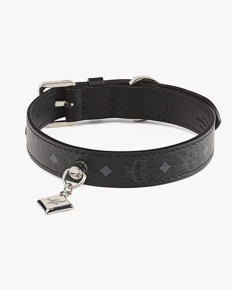 MCM Hundehalsband aus Leder mit Monogramm-Print Black