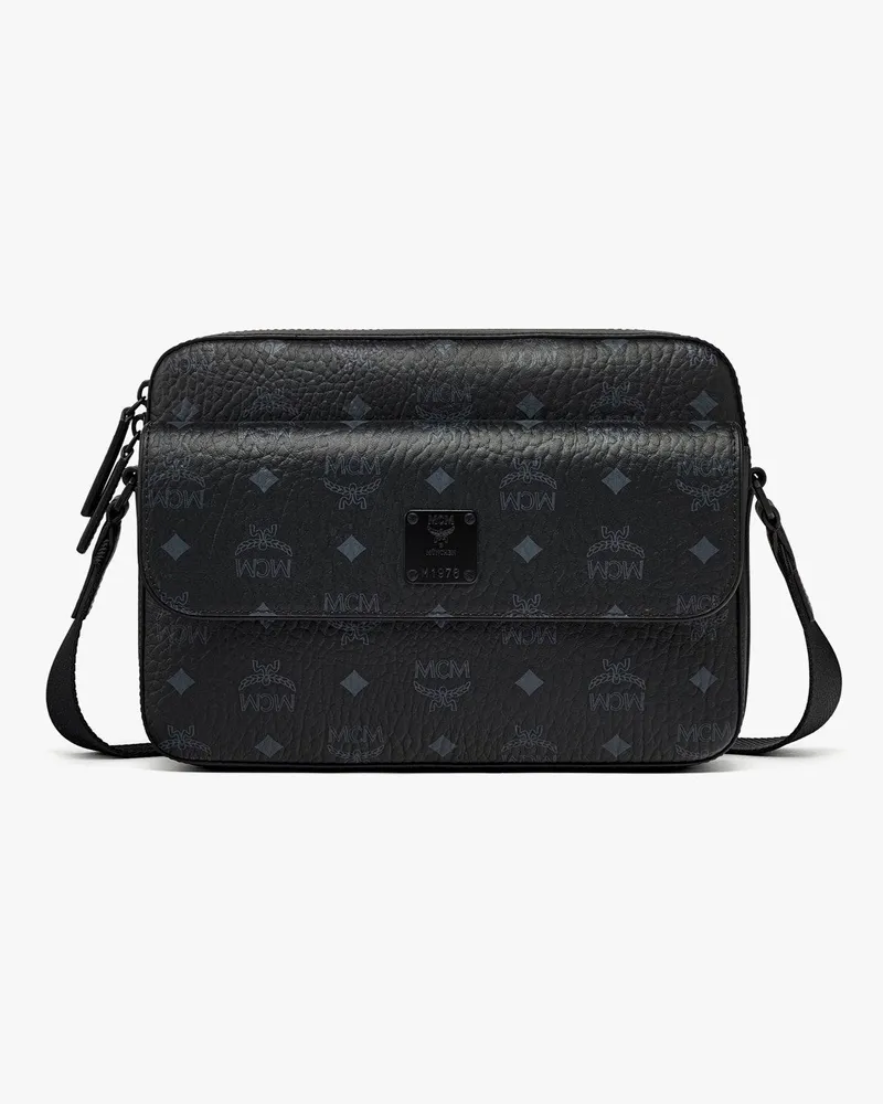MCM Aren Messenger-Tasche in Visetos Black