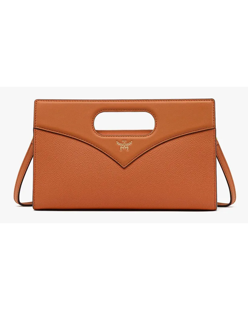 MCM Diamond Tragetasche aus geprägtem Leder Cognac